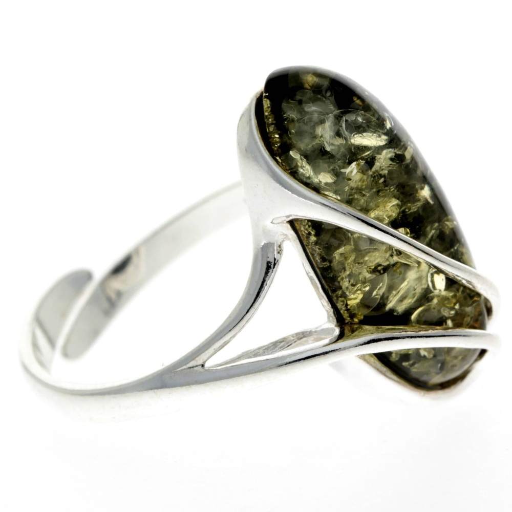 925 Sterling Silver & Genuine Baltic Amber Adjustable Ring GL423A