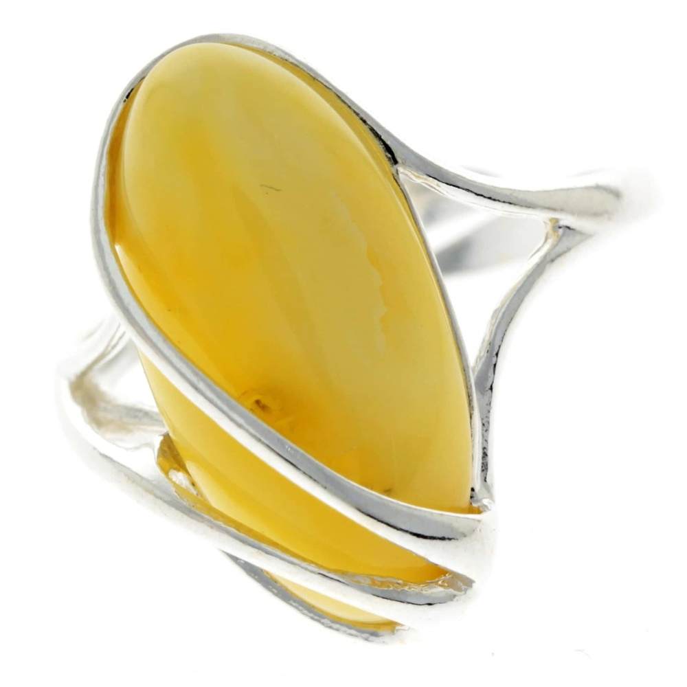 925 Sterling Silver & Genuine Baltic Amber Adjustable Ring GL423A