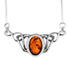 925 Sterling Silver & Genuine Baltic Amber Classic Celtic Necklace on Snake Chain with extender - 6105