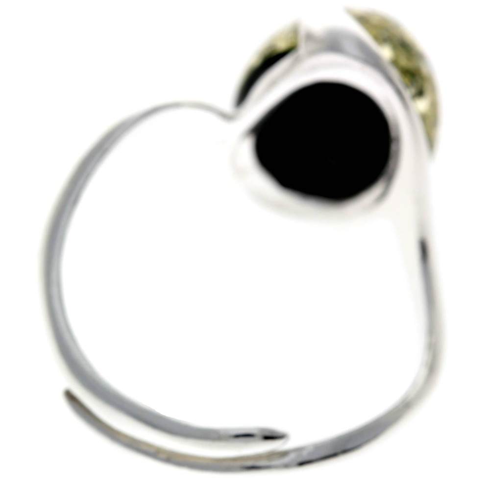 925 Sterling Silver & Baltic Amber Modern Adjustable Ring - GL477