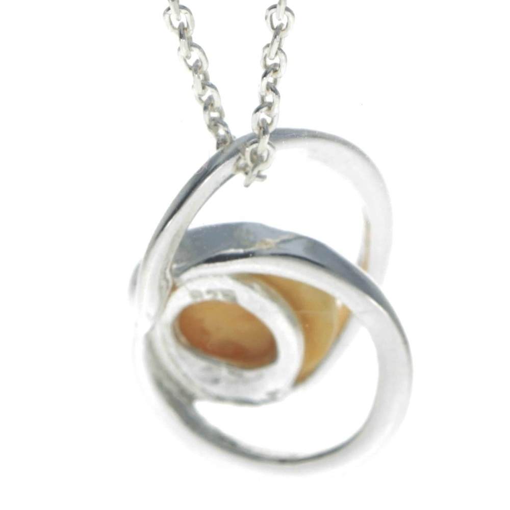 925 Sterling Silver & Genuine Baltic Amber Modern Pendant - GL389