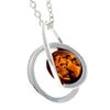 925 Sterling Silver & Genuine Baltic Amber Modern Pendant - GL389