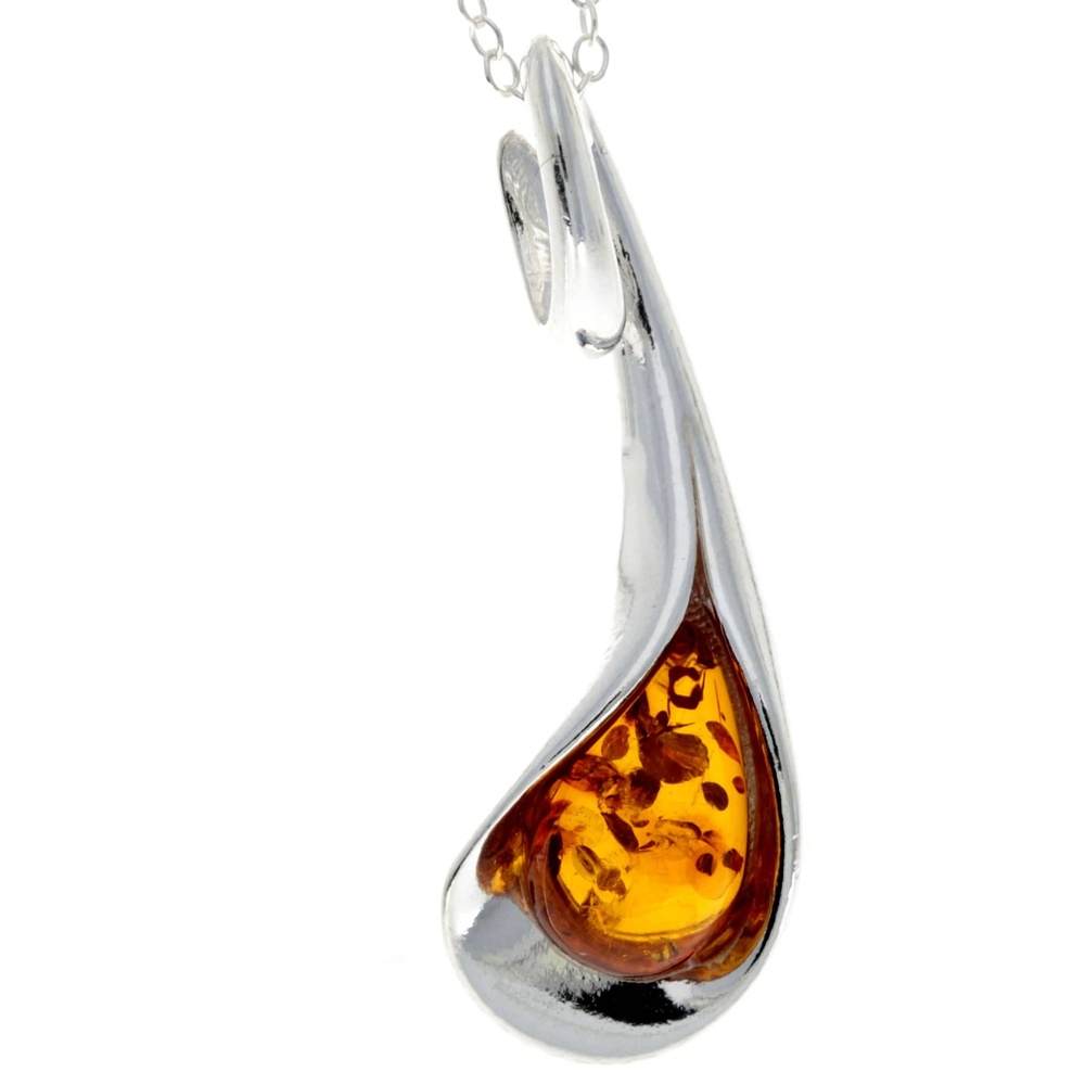 925 Sterling Silver & Baltic Amber Modern Pendant - GL2002