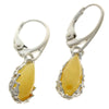 925 Sterling Silver & Baltic Amber Modern Teardrop Drop / Dangle Earrings - G028