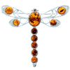 925 Sterling Silver & Baltic Amber Dragonfly Butterfly Brooch - 4032
