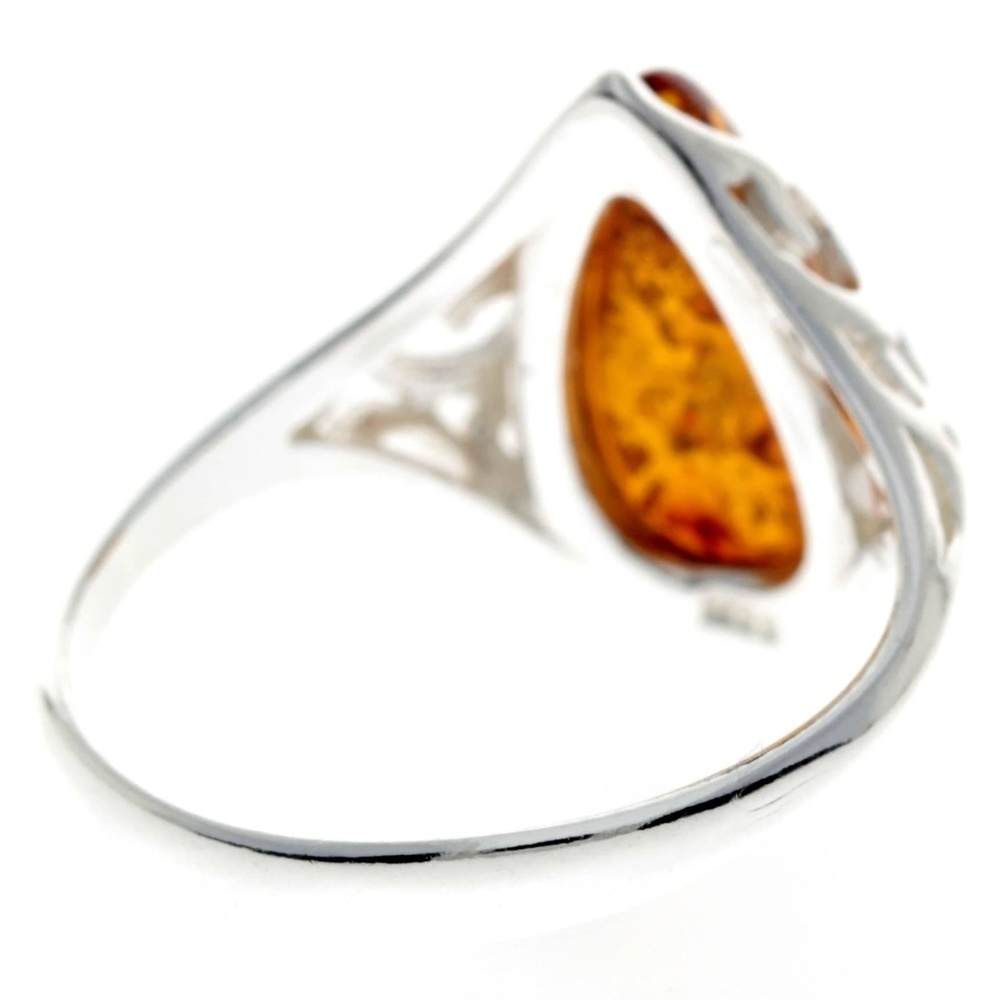 925 Sterling Silver & Baltic Amber Classic Designer Ring - GL737