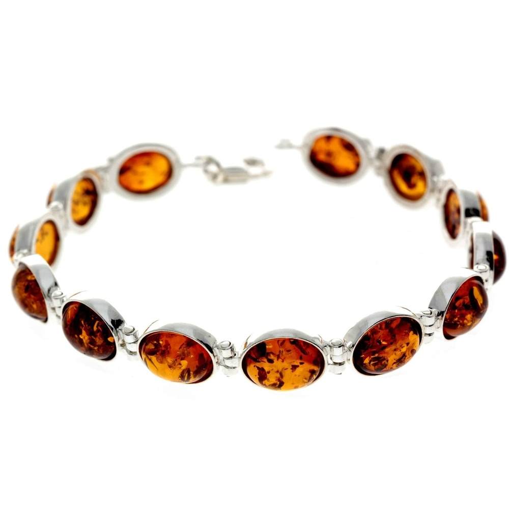 925 Sterling Silver & Baltic Amber Classic Link Bracelet - GL549