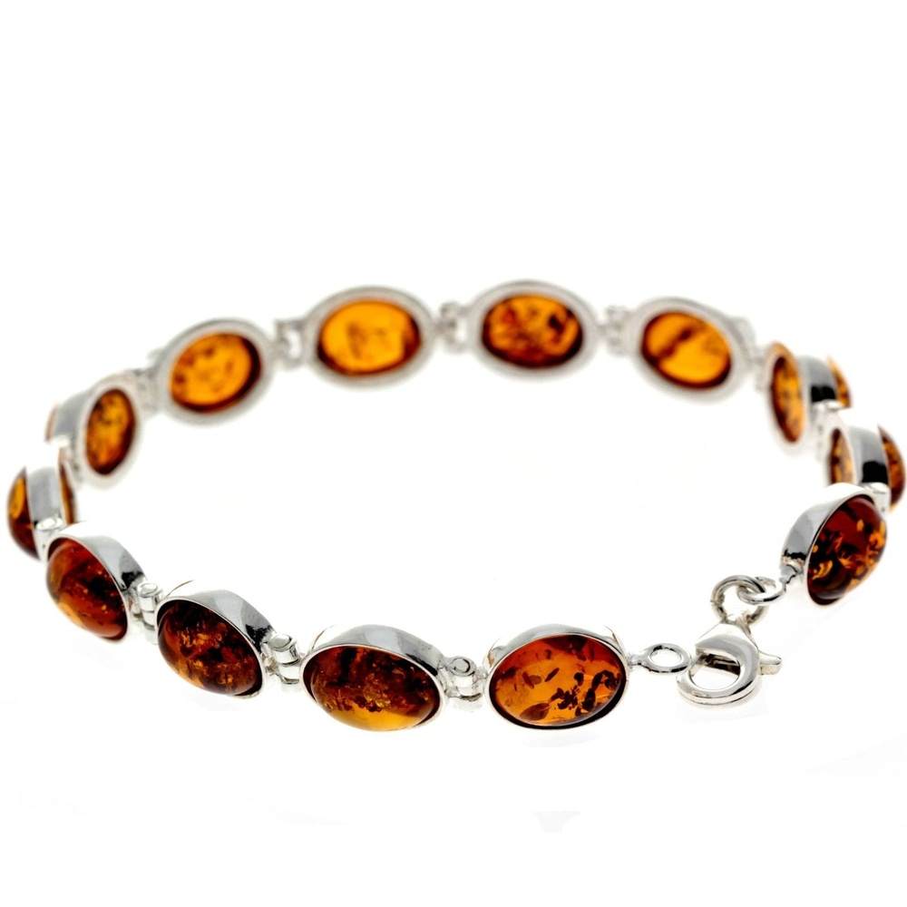 925 Sterling Silver & Baltic Amber Classic Link Bracelet - GL549