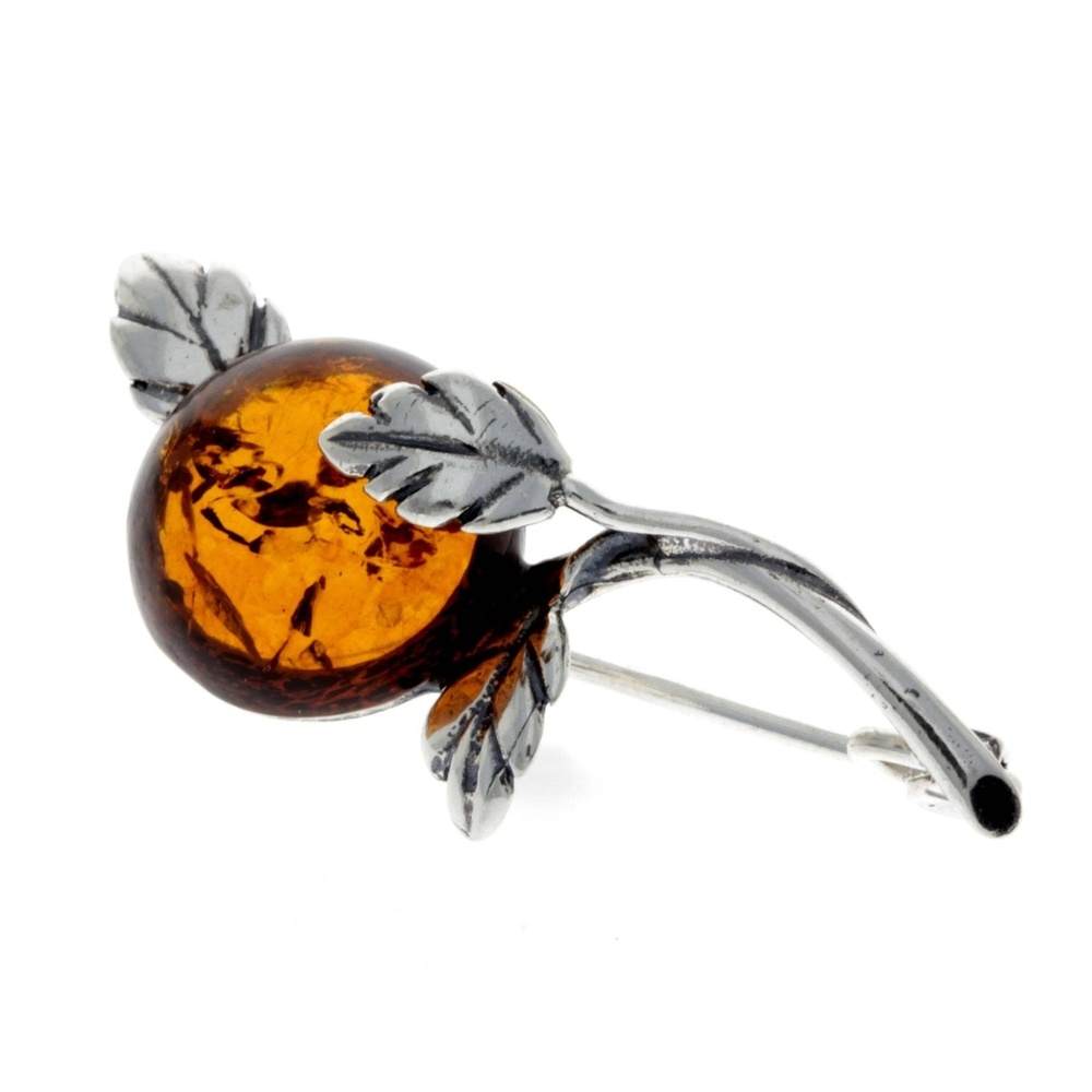 925 Sterling Silver & Baltic Amber Art Deco Brooch - 4176