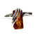 925 Sterling Silver & Genuine Baltic Amber Rectangular Modern Adjustable Ring - GL418A