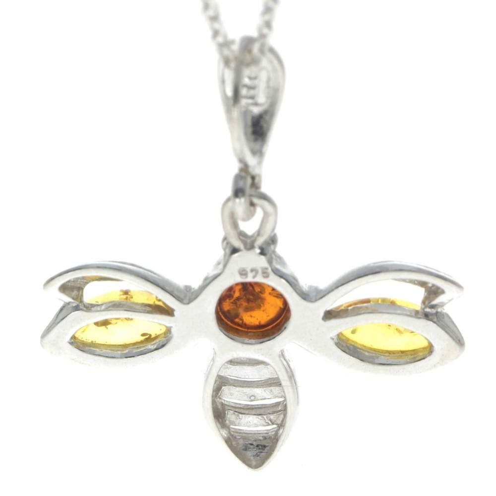 925 Sterling Silver & Baltic Amber Bee Pendant - GL358