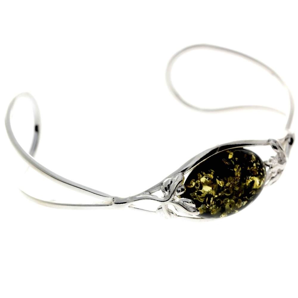 925 Sterling Silver & Baltic Amber Bangle - GL511