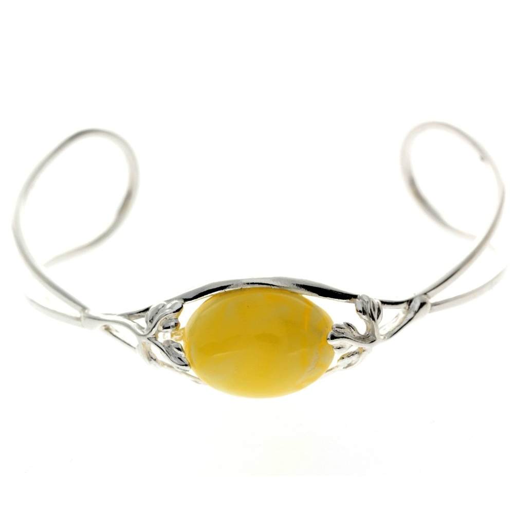 925 Sterling Silver & Baltic Amber Bangle - GL511