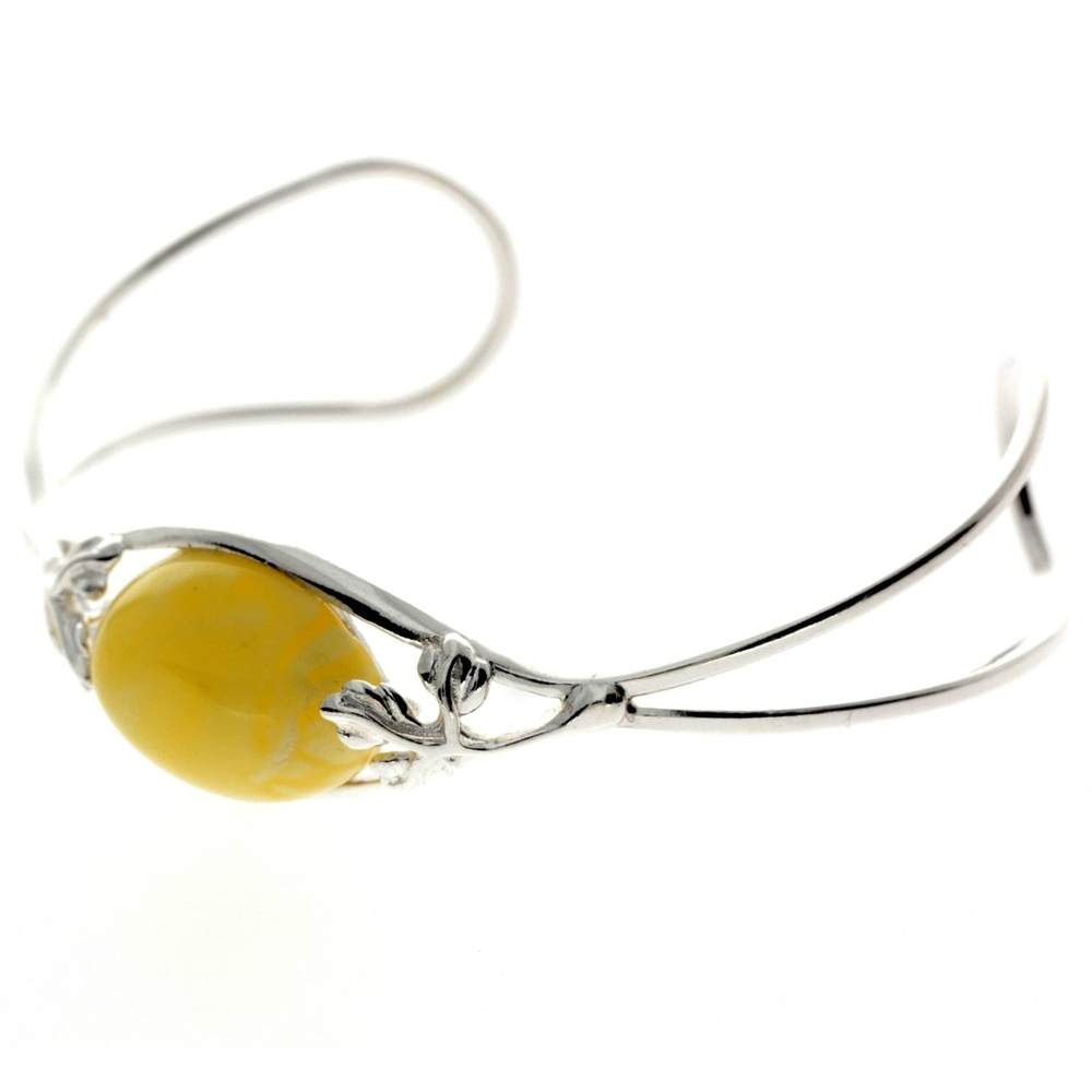 925 Sterling Silver & Baltic Amber Bangle - GL511