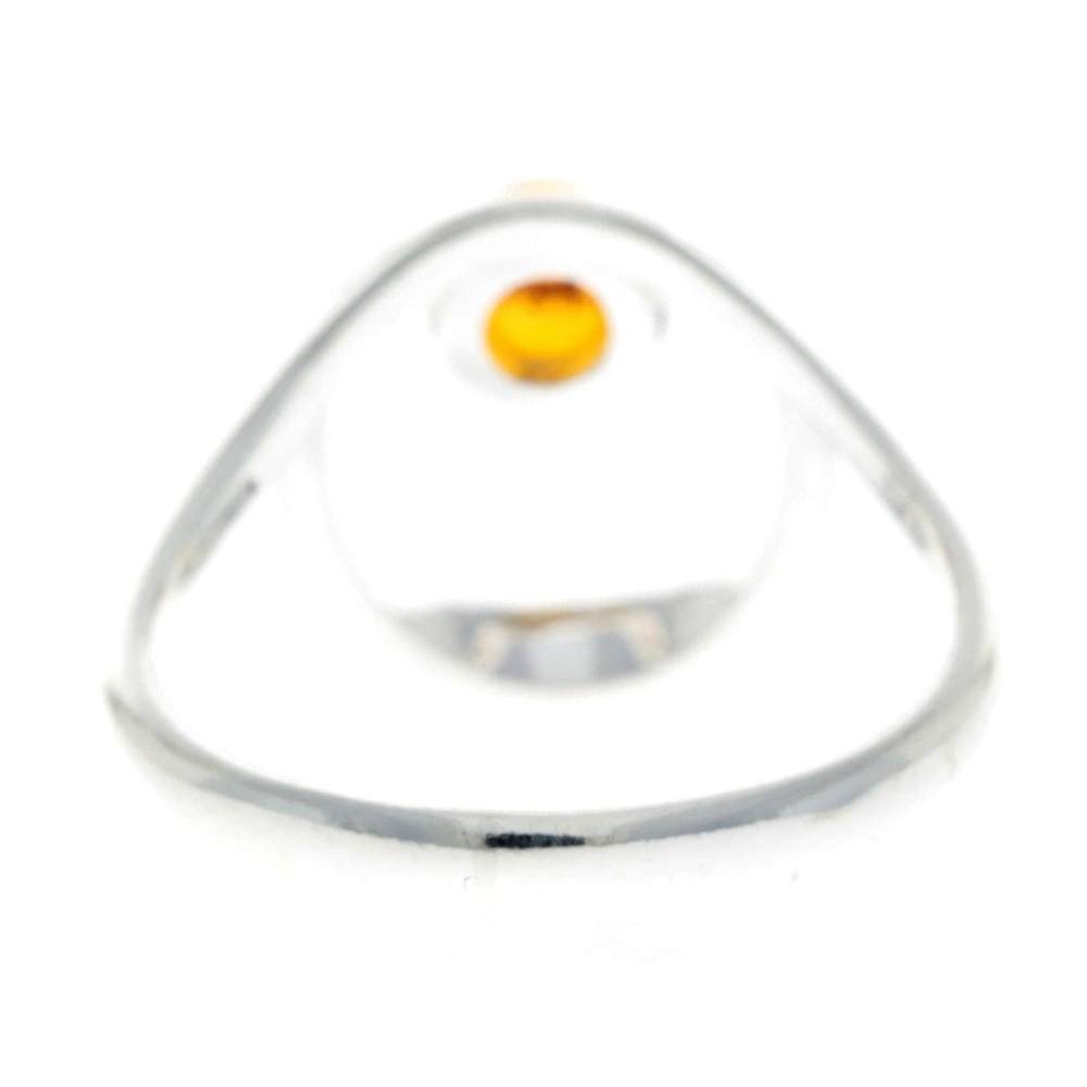 925 Sterling Silver & Baltic Amber Modern Designer Ring - GL718