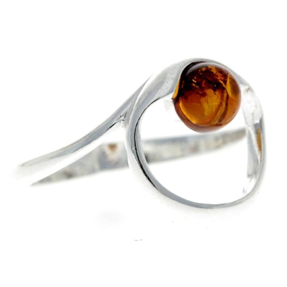 925 Sterling Silver & Baltic Amber Modern Designer Ring - GL718