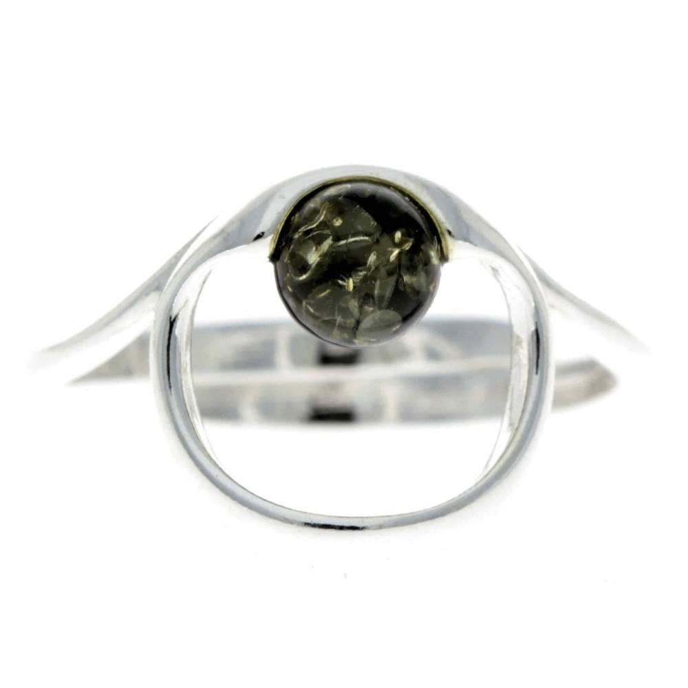 925 Sterling Silver & Baltic Amber Modern Designer Ring - GL718