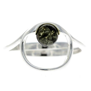 925 Sterling Silver & Baltic Amber Modern Designer Ring - GL718