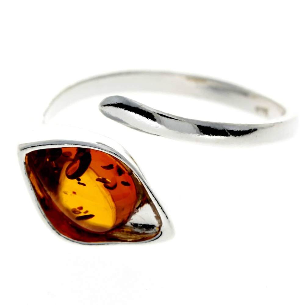925 Sterling Silver & Baltic Amber Modern Designer Ring - GL728A2
