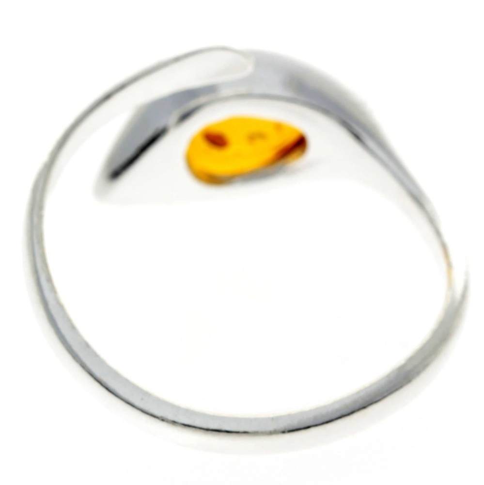 925 Sterling Silver & Baltic Amber Modern Designer Ring - GL728A2