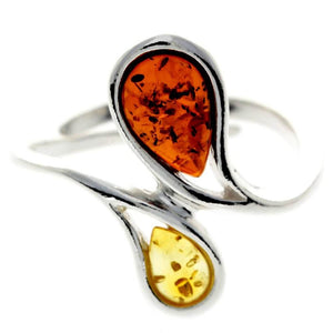 925 Sterling Silver & Baltic Amber Modern Designer Ring - GL729A