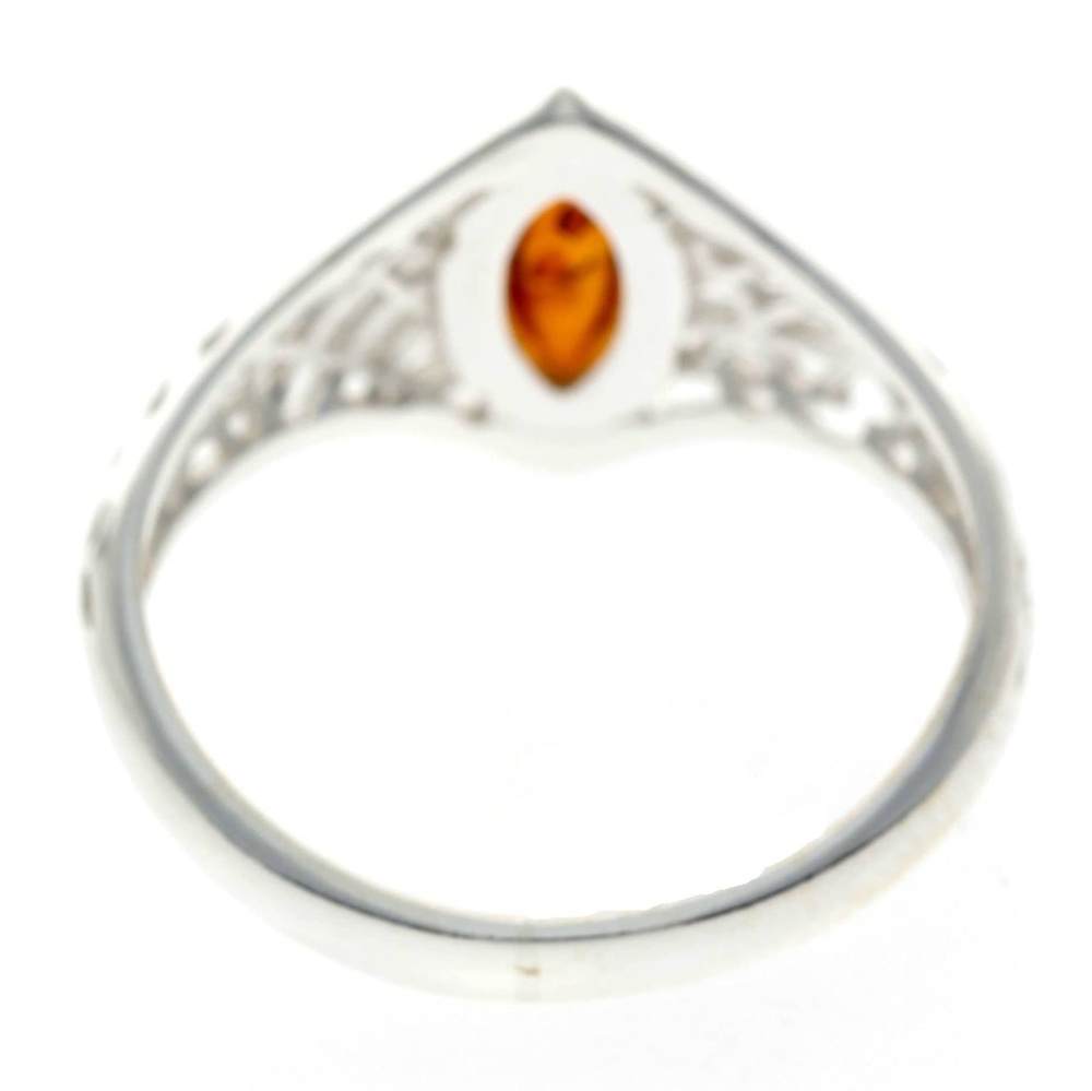 925 Sterling Silver & Baltic Amber Modern Designer Ring - GL733