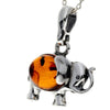 925 Sterling Silver & Baltic Amber Elephant Pendant - 1904A