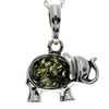 925 Sterling Silver & Baltic Amber Elephant Pendant - 1904A