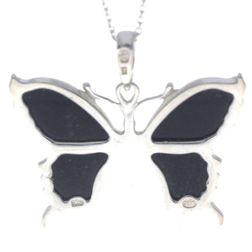 925 Sterling Silver & Baltic Amber Modern Butterfly Pendant - AD222