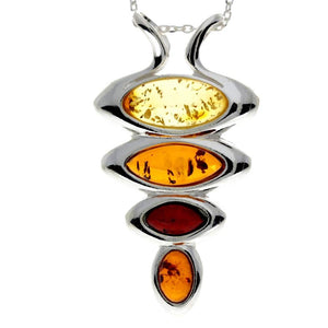 925 Sterling Silver & Baltic Amber Modern Designer Pendant - GL2017