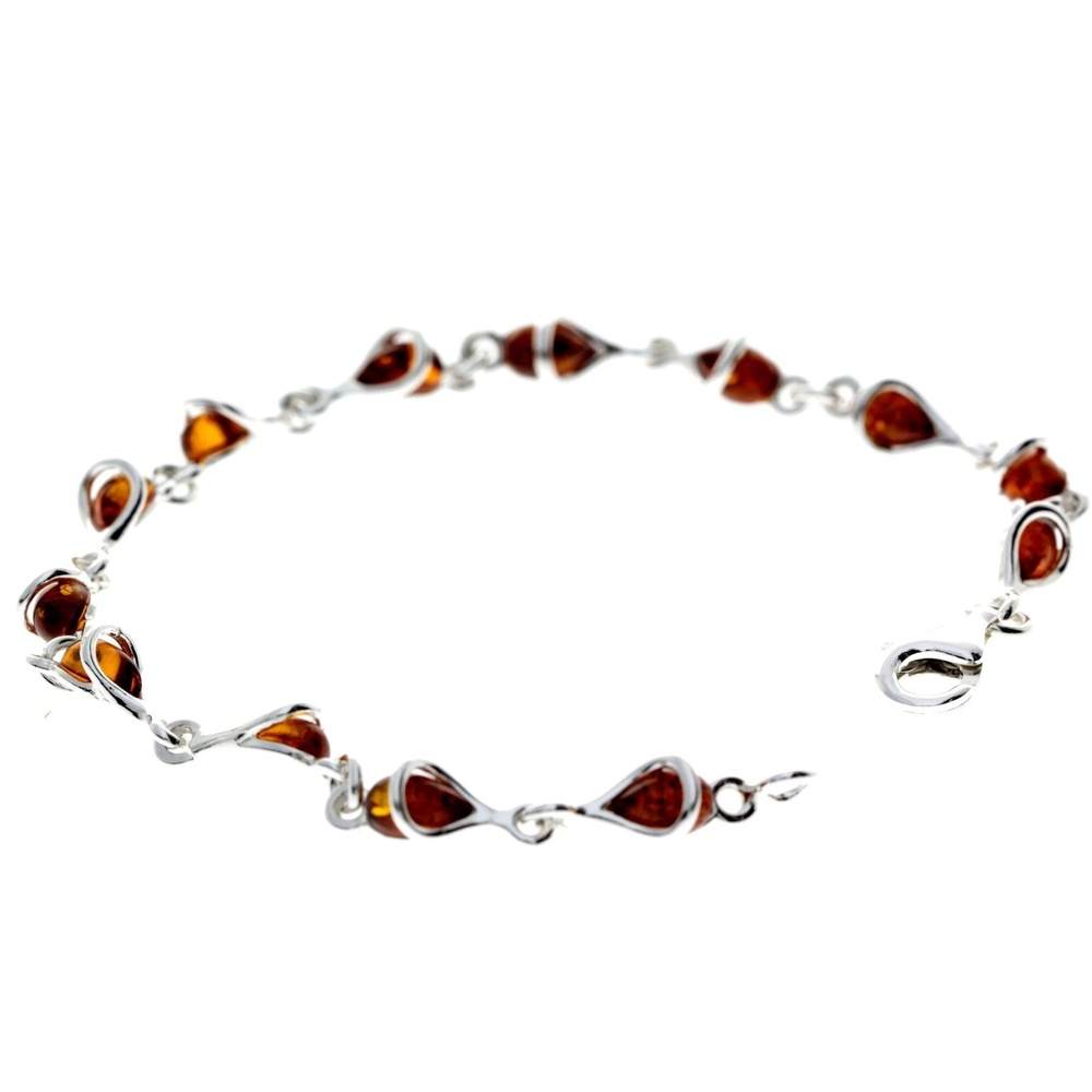 925 Sterling Silver & Baltic Amber Modern Link Bracelet - GL554