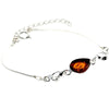 925 Sterling Silver & Baltic Amber Adjustable Bracelet with Silver Hearts - M557