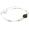 925 Sterling Silver & Baltic Amber Adjustable Bracelet with Silver Hearts - M557