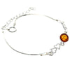 925 Sterling Silver & Baltic Amber Adjustable Bracelet with Silver Hearts - M560