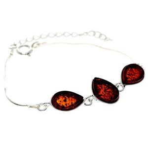 925 Sterling Silver & Baltic Amber Classic Adjustable Bracelet 20 cm - M554