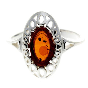 925 Sterling Silver & Baltic Amber Modern Ring - GL701