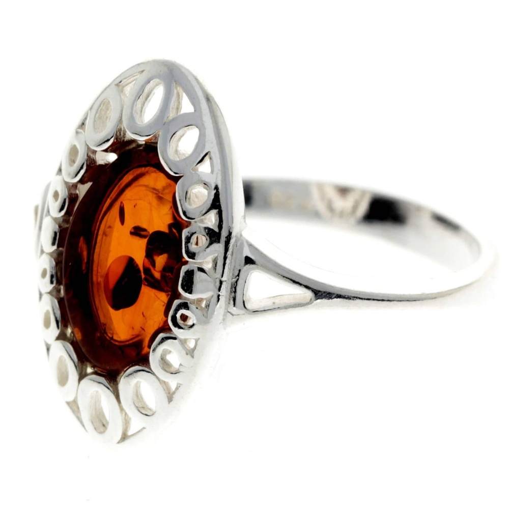 925 Sterling Silver & Baltic Amber Modern Ring - GL701