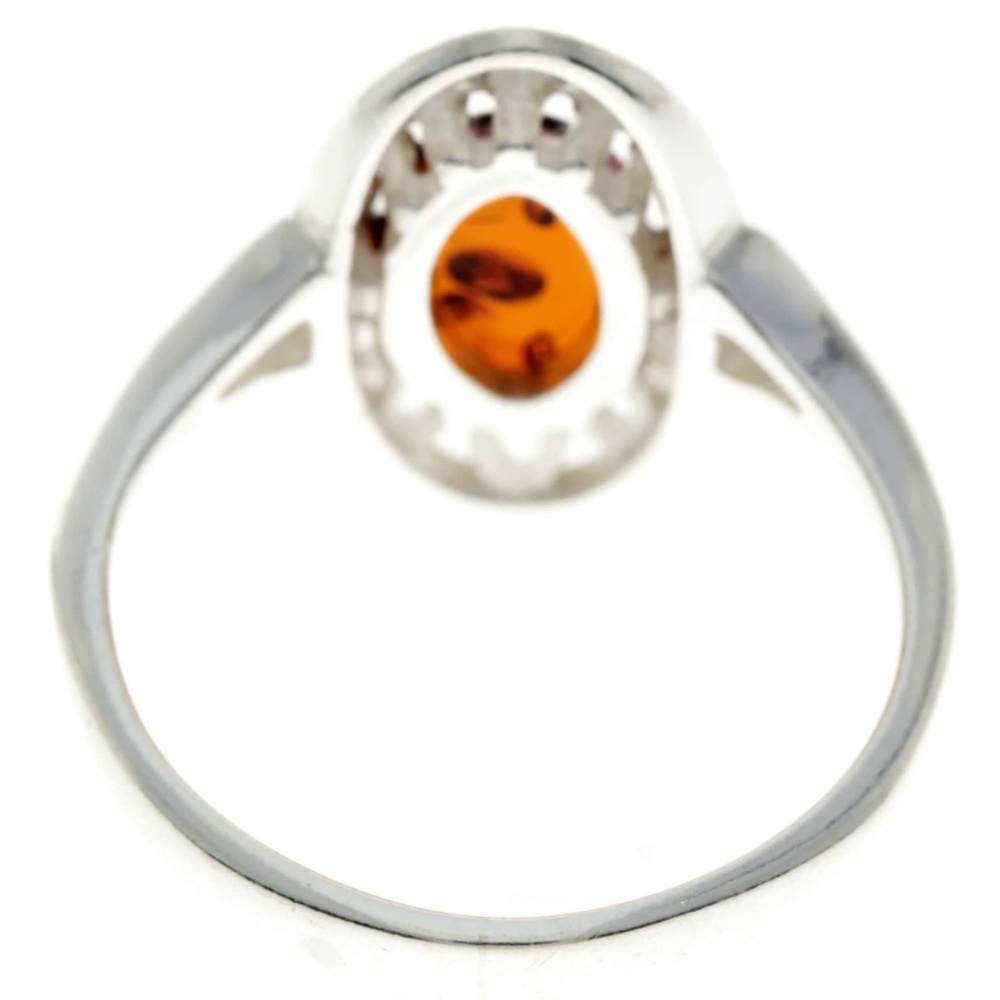 925 Sterling Silver & Baltic Amber Modern Ring - GL701