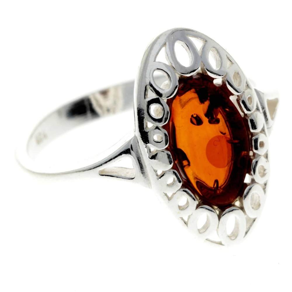925 Sterling Silver & Baltic Amber Modern Ring - GL701