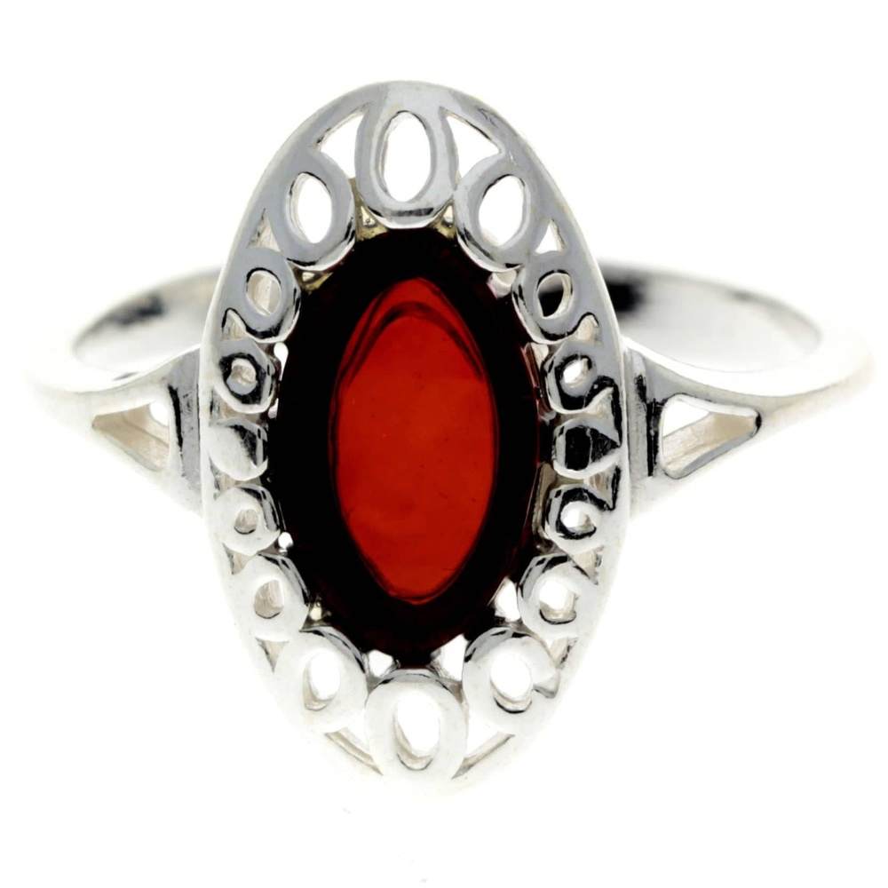 925 Sterling Silver & Baltic Amber Modern Ring - GL701