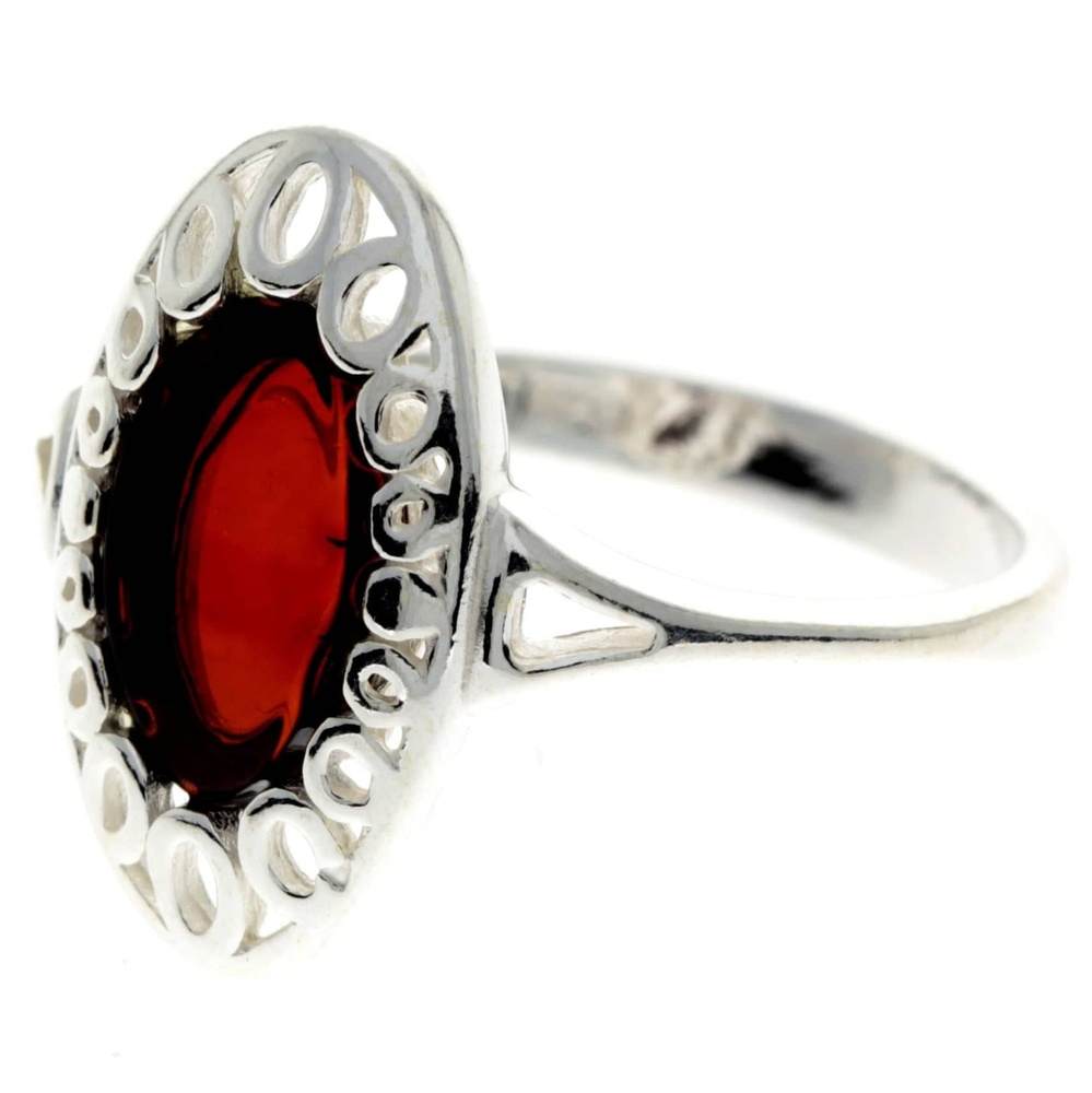 925 Sterling Silver & Baltic Amber Modern Ring - GL701