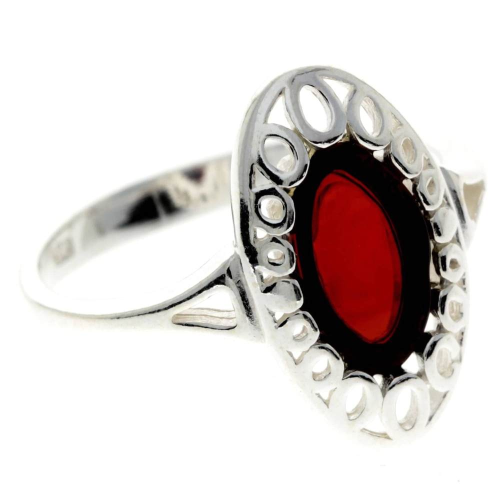 925 Sterling Silver & Baltic Amber Modern Ring - GL701