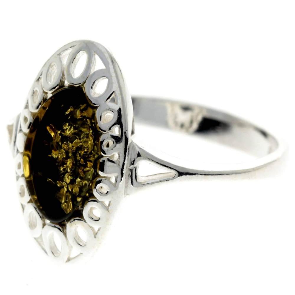 925 Sterling Silver & Baltic Amber Modern Ring - GL701