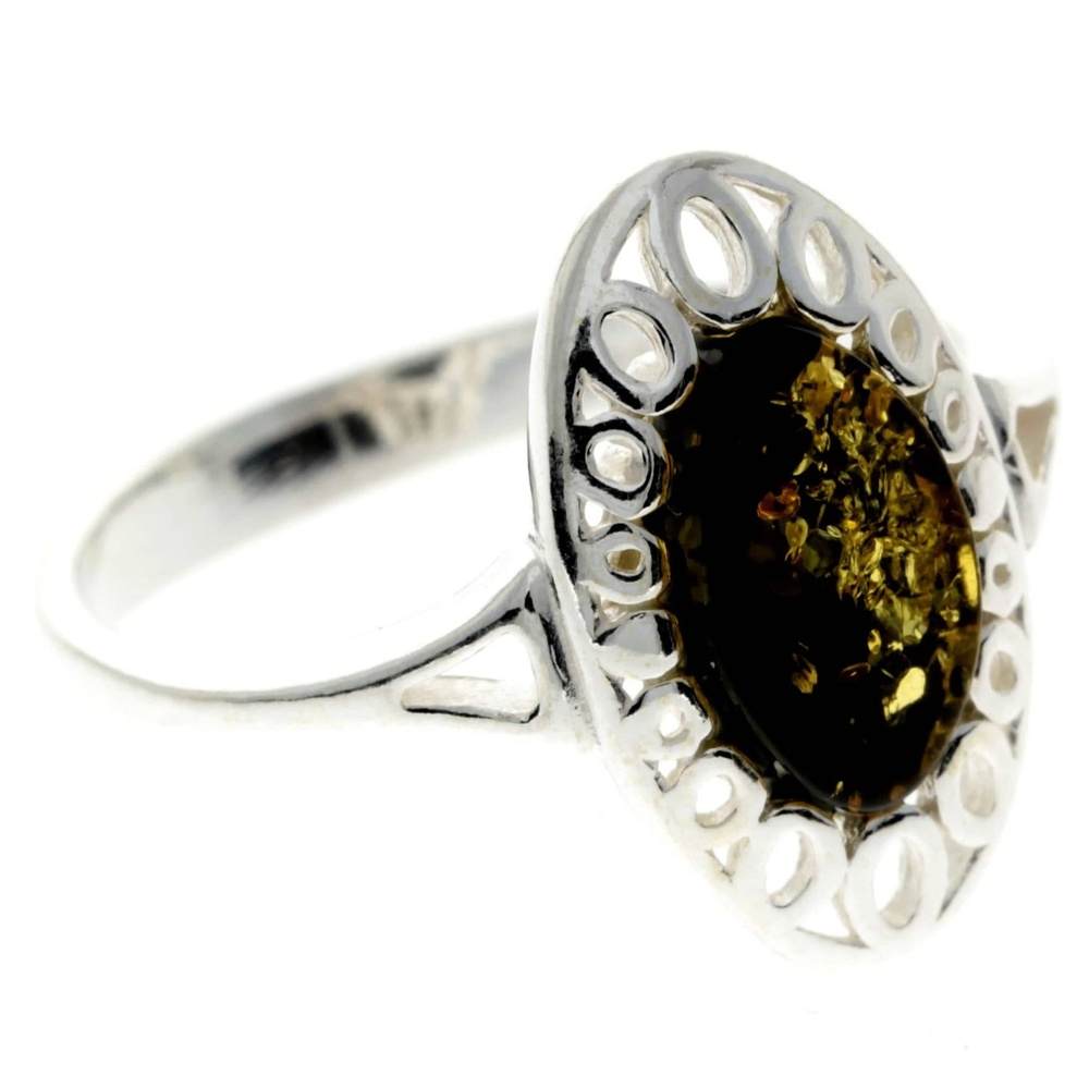 925 Sterling Silver & Baltic Amber Modern Ring - GL701