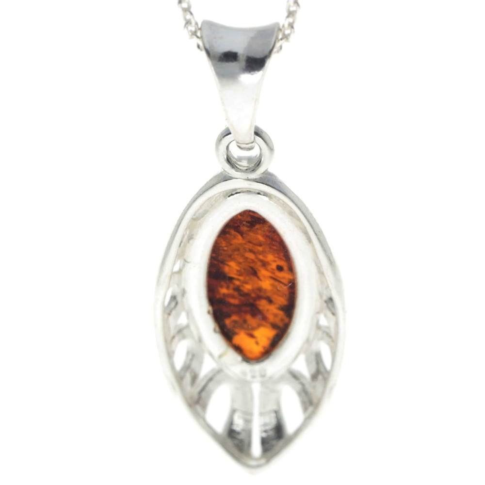 925 Sterling Silver & Baltic Amber Celtic Pendant - GL349