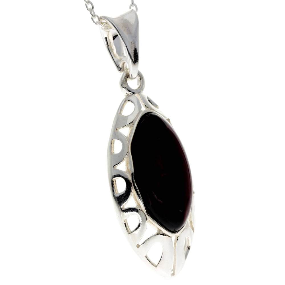 925 Sterling Silver & Baltic Amber Celtic Pendant - GL349