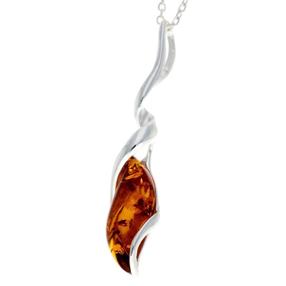 925 Sterling Silver & Baltic Amber Modern Pendant - GL387