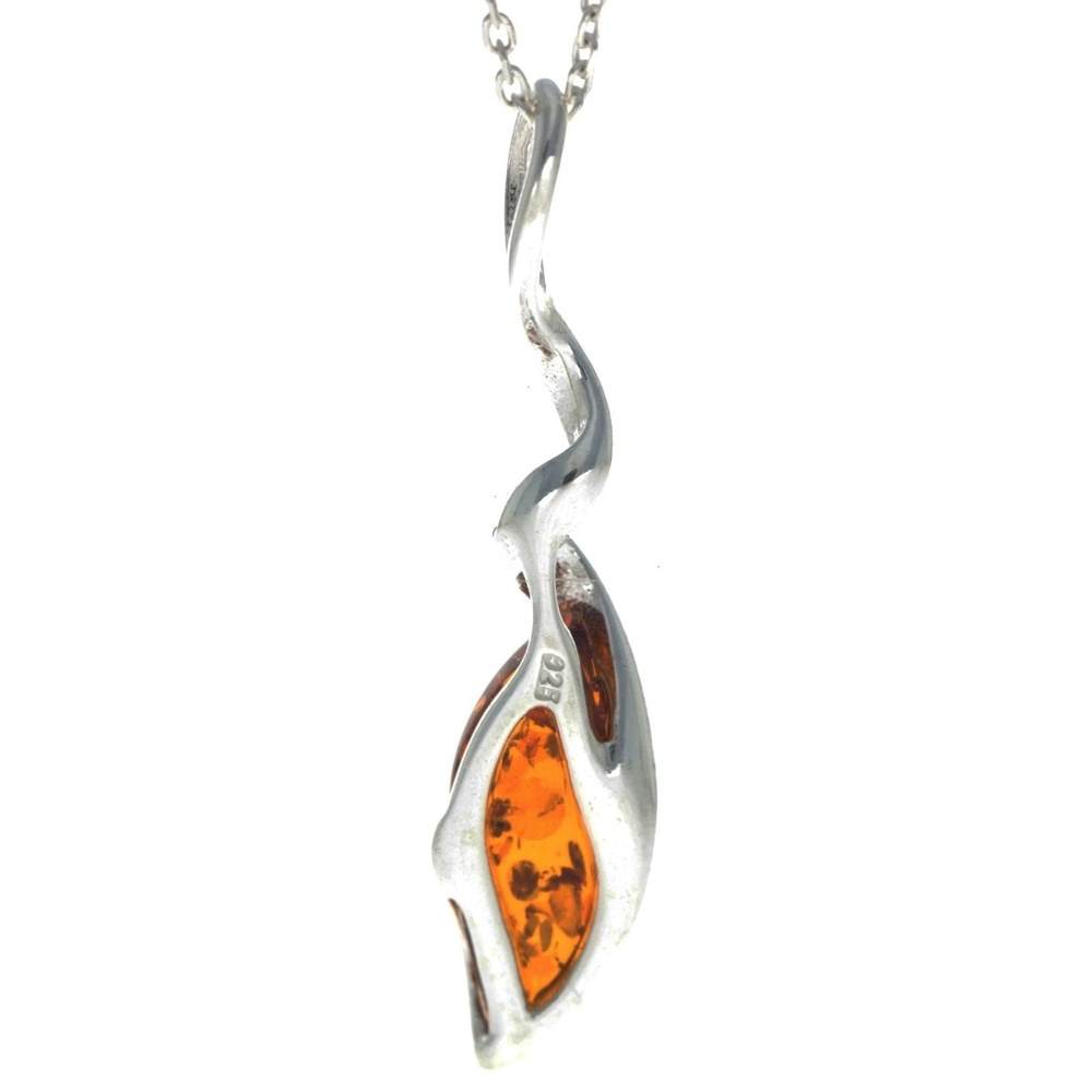 925 Sterling Silver & Baltic Amber Modern Pendant - GL387