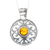 925 Sterling Silver & Baltic Amber Large Celtic Pendant - 1507