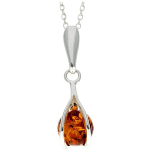 925 Sterling Silver & Baltic Amber Modern Ball Pendant - GL390